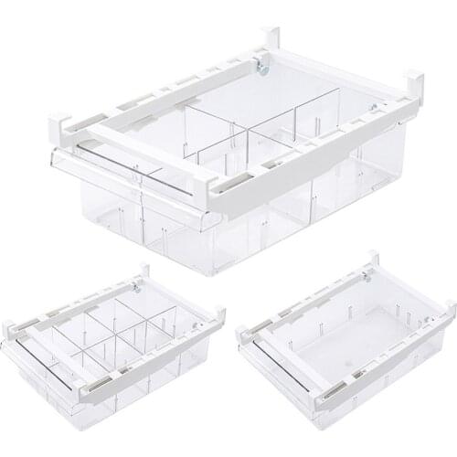 Plastic Clear Fridge Organizer Slide Under Shelf Drawer Box Rack Holder Refrigerator Drawer Kitchen Fruit Food Storage Box