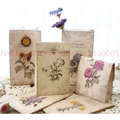 Kraft Paper Gift Bag Holder Wedding Decoration Party Favour Candy Food Packaging Bags Bakery Baking Package 100pcs