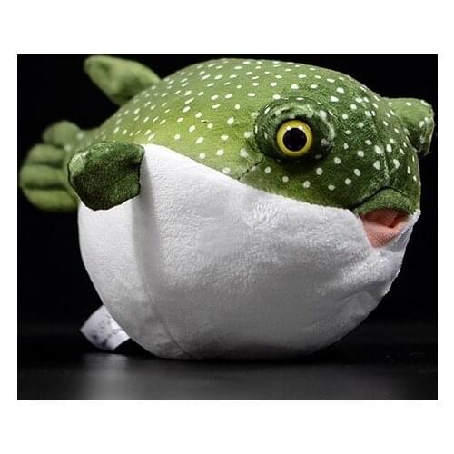 Lovely fish doll simulation pufferfish green dolls super of fugu pufferfish Marine animal plush toys gifts