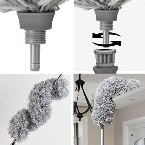 Microfiber Duster with Stainless Steel Extension Pole Washable Duster for Cleaning Ceiling Fan Blinds Furniture Cars