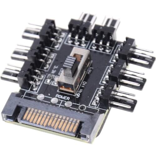 PC 12V SATA 1 to 8 3pin Power Socket PCB Adapter SATA 1 to 8 Way Cooling Fan Splitter Hub Cooler Cooling Fan Hub Computer