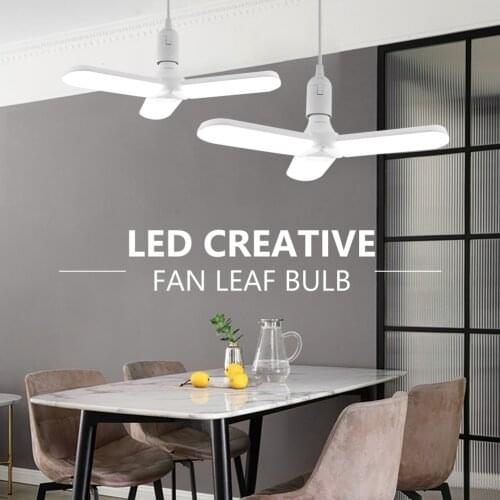 Foldable Fan Blade 30/45/60W Led Bulb Angle Ceiling Light Lamp LED Creative Garage Light Bulb Deformable Fixture Adjustable E27