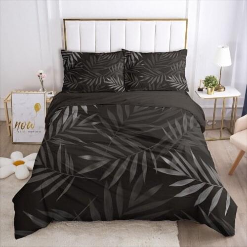 Modern Duvet Cover Set Bedding Sets Quilt/Comforter/Blanket Case Pillowcase with Zipper 3D Black King Single Size Bed Linens