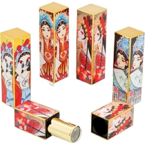 3D Printing Lipstick Tube 12.1mm Square Plastic Lipstick Packaging Chinese Style Lip Balm Tube Cosmetic Container 20pcs/Lot