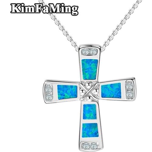 Good Selling High Quality 925 Silver Trendy Men Opal Cross Pendant Jewelry Necklaces Party Sporty OPP001