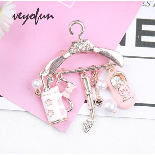 Veyofun Sweet Romance Enamel Pearl Brooch Pin for Women Fashion Jewelry Badges Hat Backpack Gift
