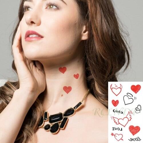 Waterproof Temporary Tattoo Sticker Wings Red Love Hit The Heart Fake Tatto Flash Tatoo Hand Arm Body Art for Kids Men Women