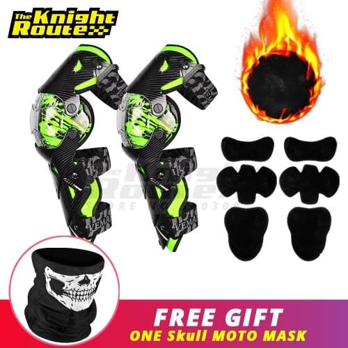 Green Motorcycle Knee Pads Protection Body Armor Motocross Motorbike Protection Safety Gears Moto Knee Pads With Removable Liner