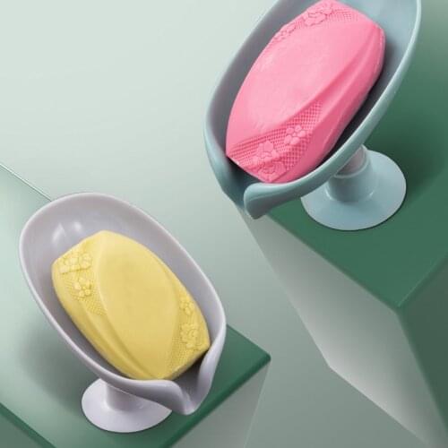 Green Portable Leaf Shape Soap Box Drain Soap Holder Bathroom Shower Soap Holder Sponge Storage Plate Tray Bathroom Supplies