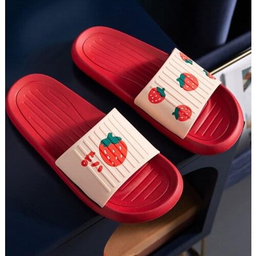 Non-slip Women Men Summer Slippers Beach Slide Sandals Flip Flops Cartoon Fruits Soft Sole Home Ladies Couples Bathroom Shoes
