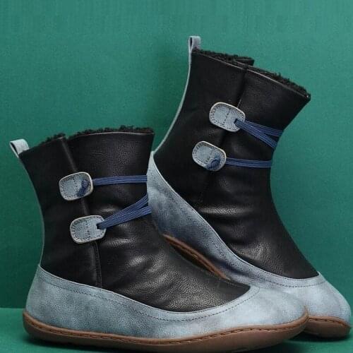 Snow Boots Women Winter Keep Warm Plus Fur Ladies Ankle Boots Pu Leather Lace Up Flat Platform Female Shoes Botas Mujer