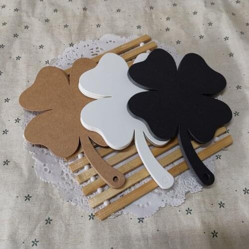 10*13.5cm DIY Apparel Garment Tags black white Kraft paper Cardboard Clover Bookmark Clothing Blank Label id card 100 pcs/lot