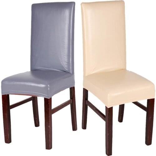10 Pieces White Coffee Beige Removable PU Leather Dinner Chair Covers Home Office Chair Decor Waterproof And Oil Proof Cover