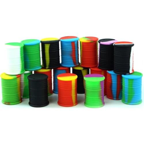 5pcs 11ml Silicone Storage Box with Cover Oil Drum Shape Storage Container Wax Oil Container Ointment Storage Containers