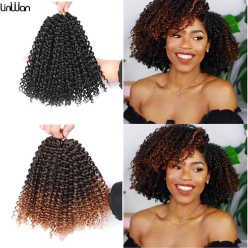 Linwan Afro Kinky Twist African Curls Marley Bob Hair Crochet Braids Extensions Hair Synthetic Braiding Hair Ombre For Women