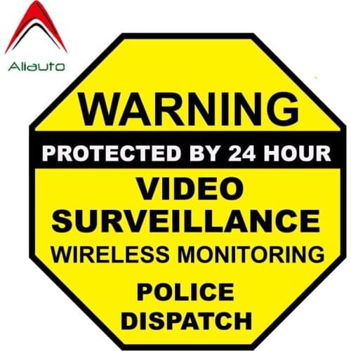 Aliauto Warning Car Sticker Video Surveillance Wireless Monitoring Police Dispatch Decal Accessories PVC for Vw Priora,15cm*15cm