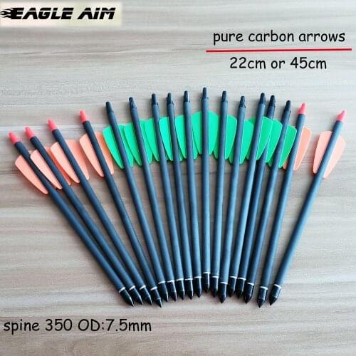 6PCS Spine 350 Hunting Archery Arrows Pure Carbon Arrow Crossbow Bolt for EK SYSTEM R9/COBRA SYSTEM