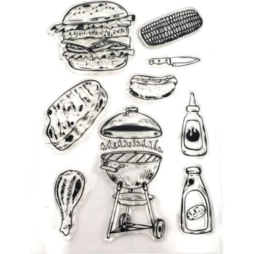 Barbecue Grill Transparent Clear Silicone Stamp Seal Scrapbooking Stencil Coloring Diary Accessories Decorative School Supplies