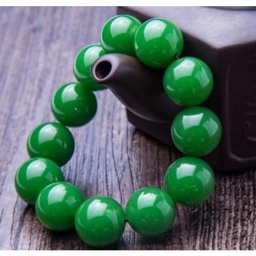 Free Shipping Hetian Jade Bracelet Mens spinach green bead 18mm domineering Hetian jade bracelet hand on special offer free shi