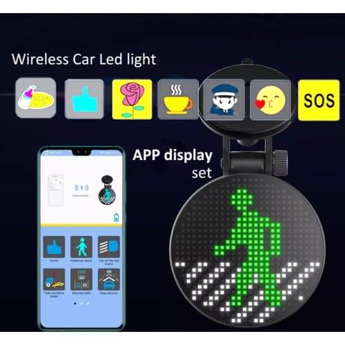 Wireless Car Sign LED Lamp Funny Emotion Light18 Programmable Messages Display Board Support APP bluetooth Image Siri All Cars