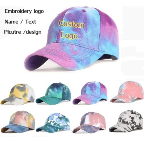 1pc custom diy logo emrbroidery baseball caps Adult cotton tie dye printed trucker hat Snapback hats Gorros