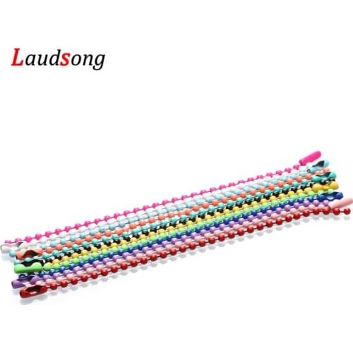 1Pack 12cm length Colorful 2.4mm Round Ball Bead Chains Fit KeyRing/Key Chain Connector DIY Jewelry Making Findings