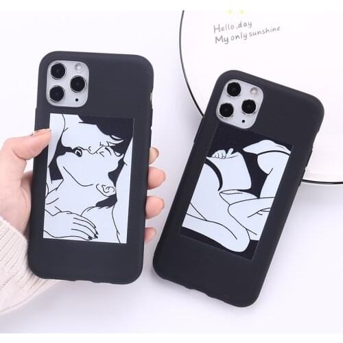 Sexy Lover Hand Line Simple Phone Case For iPhone 12 11 Pro Max X XS XR Max 7 8 7Plus 8Plus 6S SE Soft Silicone Black Cover