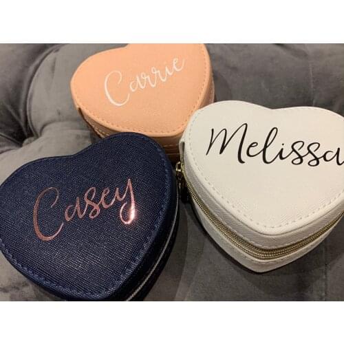 Personalized Bridesmaid Party Gifts Jewelry Tavel Case Gifts for Her Jewelry Box Customized Gift Heart Jewelry Case with Name