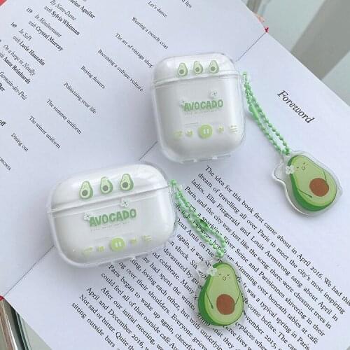 Cute Fruit Case for Airpods 2 Pro Cover Cartoon Earphone Case Transparent Avocado Capa for Airpod Headphones Case with Ornament