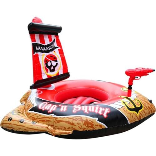 Children Inflatable Pirate Boat Ship Float Swimming Ring Pool Seat Toddler Water Toy Durable Cooling Swimming Pool Float