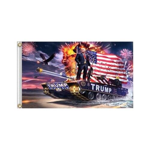 TRUMP TANK Flag 90x150cm Digital Print Polyester Banner 3*5 FT Big Hanging Trump Flag Wholesale 50pcs