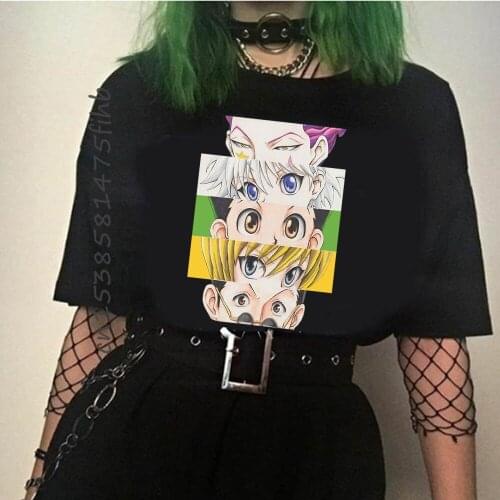Anime Hunter X Hunter Killua Leorio Kurapika Gon Hisoka Eyes Tshirt Personality Tops For Women Japanese Manga Print T-Shirts