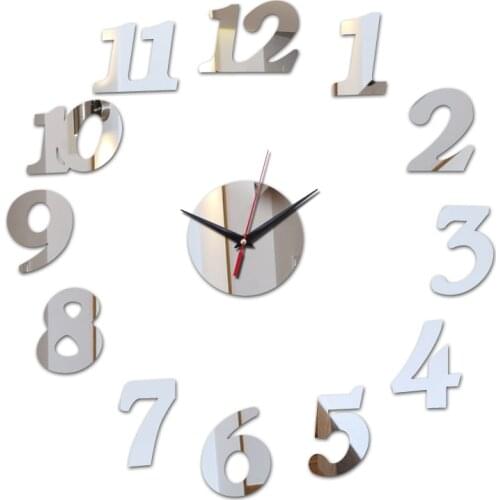 Hot sale diy brief style single face needle quartz wall clocks home decor wall watches mirror acrylic material wall stickers