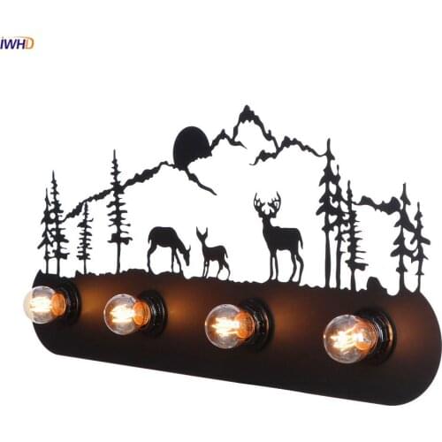 IWHD Creative Retro Wall Lights For Home Lighting Bathoom Mirror Stair Light 4 Heads Loft Decor Industrial Wall Lamp Sconce LED