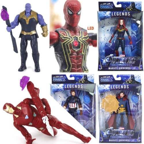 Hot NEW LED Thanos Black Panther kids marvel Captain America Thor Iron Man Hulk Avengers action Figure toys Model Doll