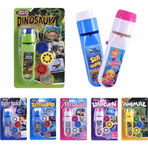Cute Cartoon Projection Flashlight Children Projector Light Toy Night Photo Picture Light Bedtime Learning Fun Toys