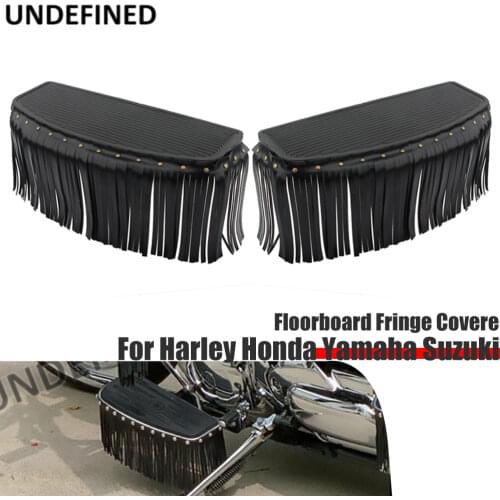 Motorcycle Floorboard Fringe Leather Vintage Front Foot Pegs Cover for Harley Honda Indian Chief Chieftain Cafe Racer Old School