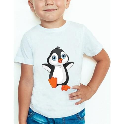 New cartoon cute print penguin son daughter T-shirt infant baby universal summer wear boys girls children children Tee BAL040