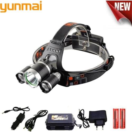 New waterproof Led Headlight rechargeable headlamp 10000LM light head lamp 1T6+2R5 flashlight of fishing lantern head Torch