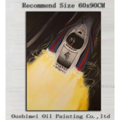 Experienced Artist Handmade High Quality Big Light Racing Car Oil Painting For Wall Decoration Handmade Car Oil Painting