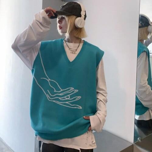 Original autumn and winter trend knitted sweater jacket jacquard waistcoat vest for men and women V-neck waistcoat vest