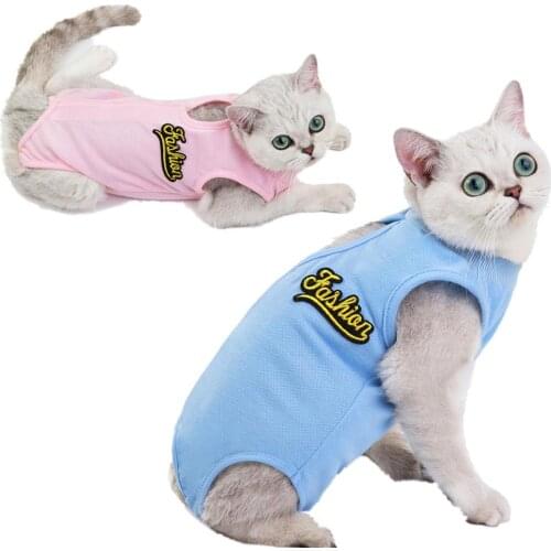 Pink Blue Cat Dog Pajamas Sleeveless Dog Clothes Summer For Chihuahua Girl Vest Pyjamas Pack Belly Surgery Recover Dog Clothing