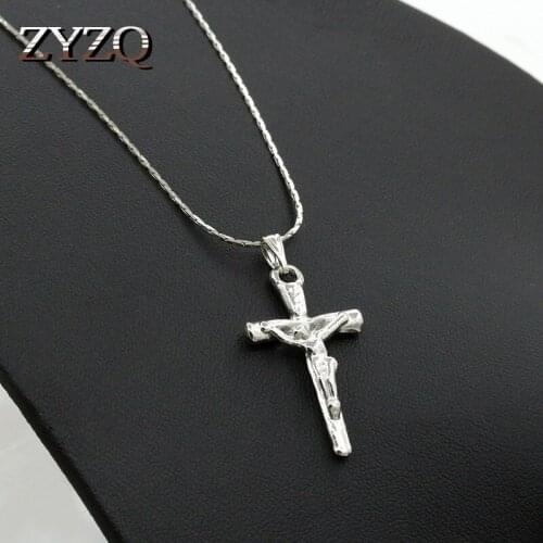 ZYZQ Simple Christian Accessories Necklace With Unique Cross Pendant Silver Plated Necklace Wholesale Lots&Bulk Hot Selling