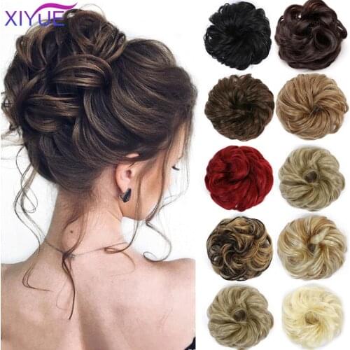 XIYUE Fluffy Chignon Hairpiece Synthetic Tousled Messy Bun Hair Elastic Band Updo Chignon Hair Hairpiece For Women