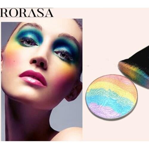 Rainbow Highlighter Powder Palette Shimmer Face Brightener Bronzer Contour Blusher Eyeshadow Makeup Palette Facial Cosmetic