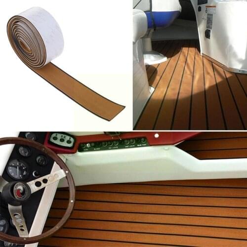 2.4m Self-Adhesive EVA Foam Faux Teak Boat Deck Mat Yacht Mat Adhesive Decking Sheet Skid Self Flooring Anti Brown Vehicle M0R0