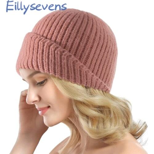 Women Knitted Hats Solid Color 2021 New Cap Small Round Harajuku Hat Female Fashion Winter Warm Cap Soft Casual Skullies