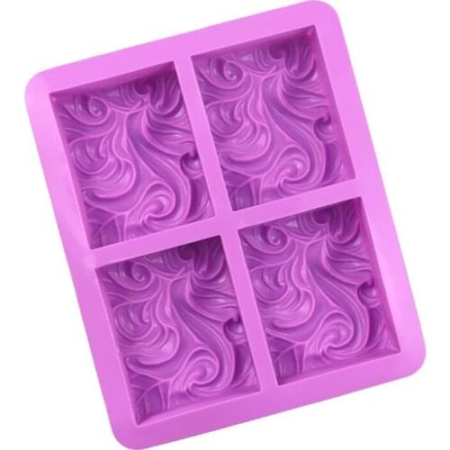 4-cavity Wavy Flower Silicone Handmade Soap Mold Cake Mold DIY Aromatherapy Plaster Mold Essential Oil Soap Mold