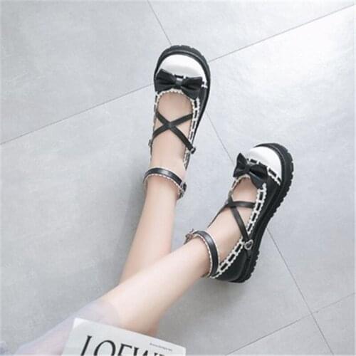 Bowknot LOLITA Shoes JK Uniform Shoes PU Leather lolita Shoes A952