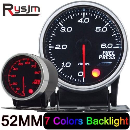Universal 2 Inch 52MM Fuel Press Gauge Smoke Lens 0-6 Bar PSI Car Fuel Pressure Meter With Stepper Motor Fuel Pressure Sensor